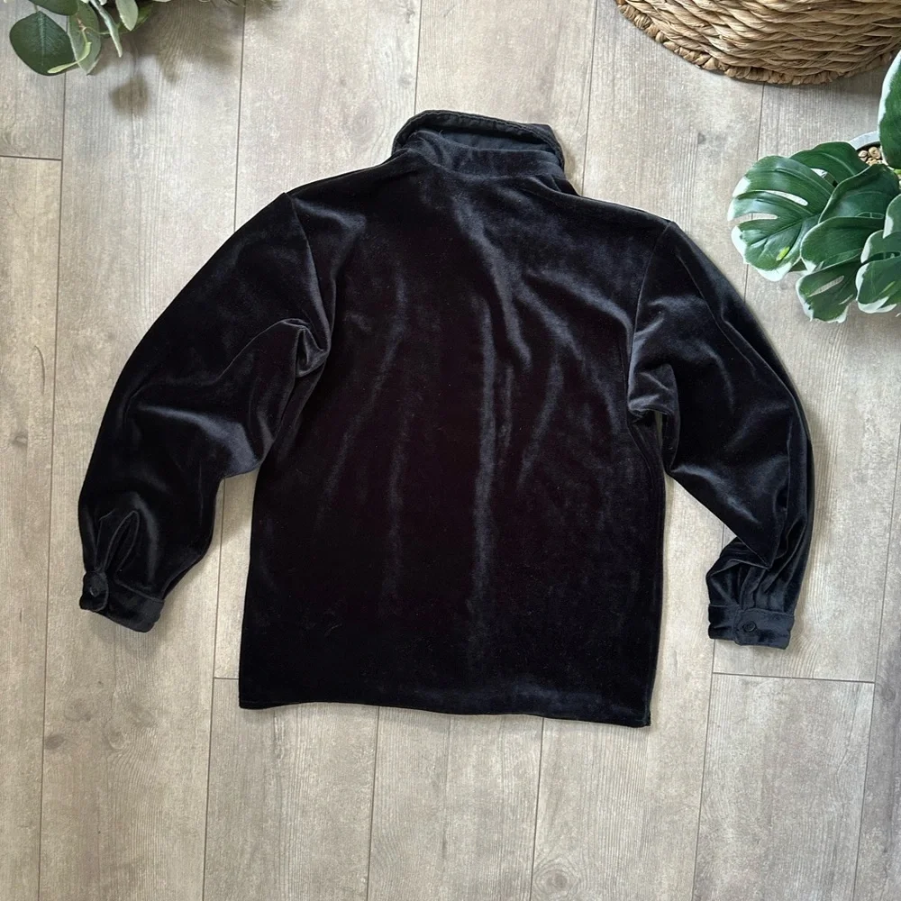 Vintage 90s Oshkosh B’Gosh Genuine Girls Luxurious Black Velvet Button Up Shirt